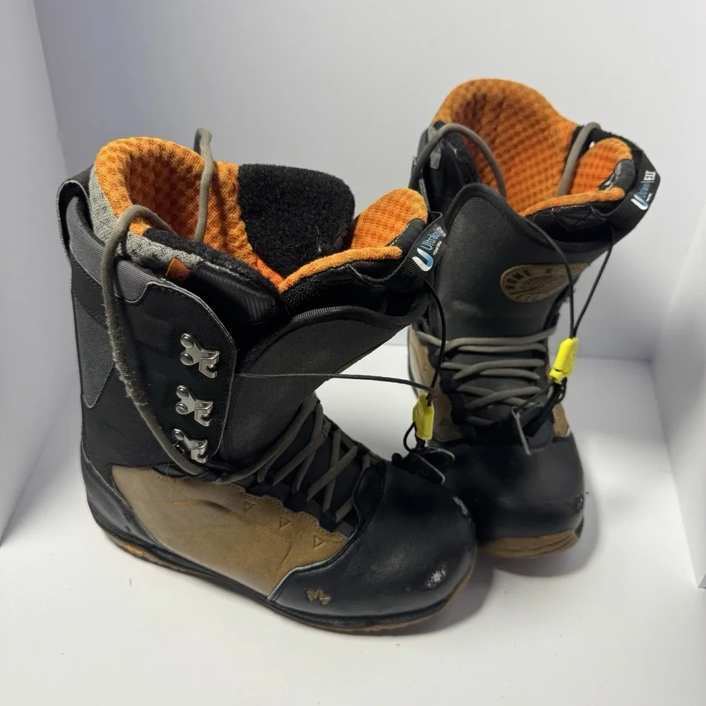 Rome SDS Libertine Snowboard Boots Mens US 8.5 Black Brown Vibram Ultralon F.I.T